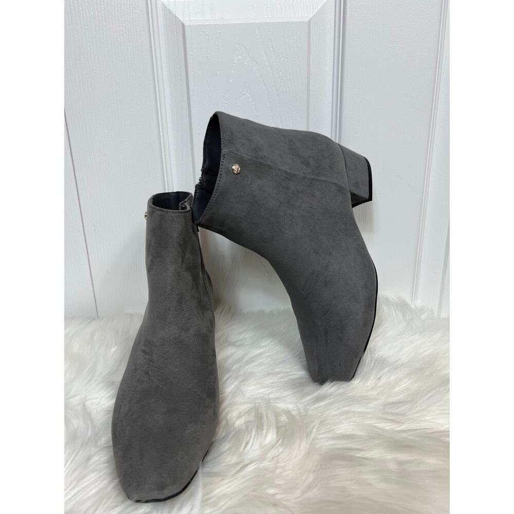 Charter Club Women's Heatherr Faux Suede Square Toe Booties Gray Size 9